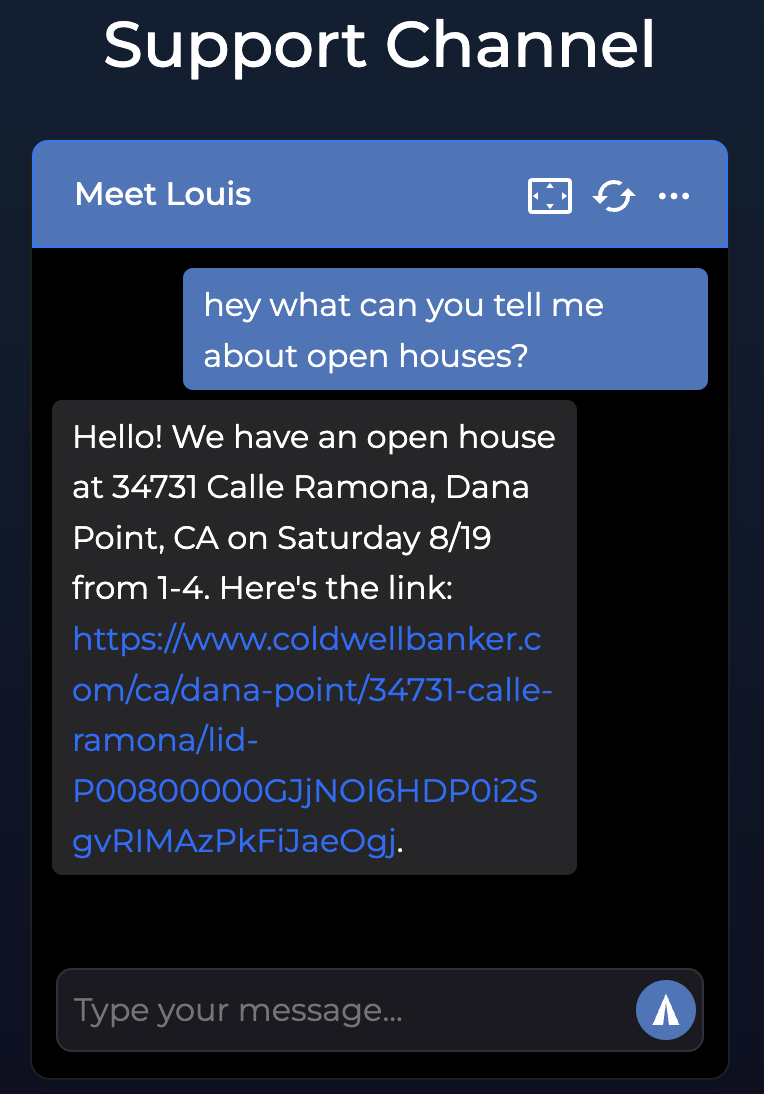 Open houses chat example
